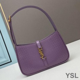 YSL Le 5 A 7 Hobo Bag In Python Leather Purple And Gold