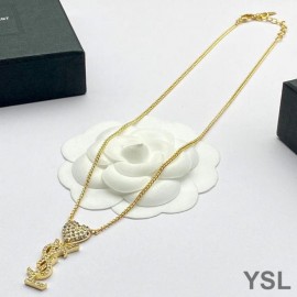 YSL Opyum Heart Necklace In Metal and Crystal Gold