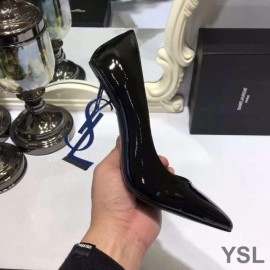 YSL Opyum Pumps In Patent Leather with Blue Heel Black